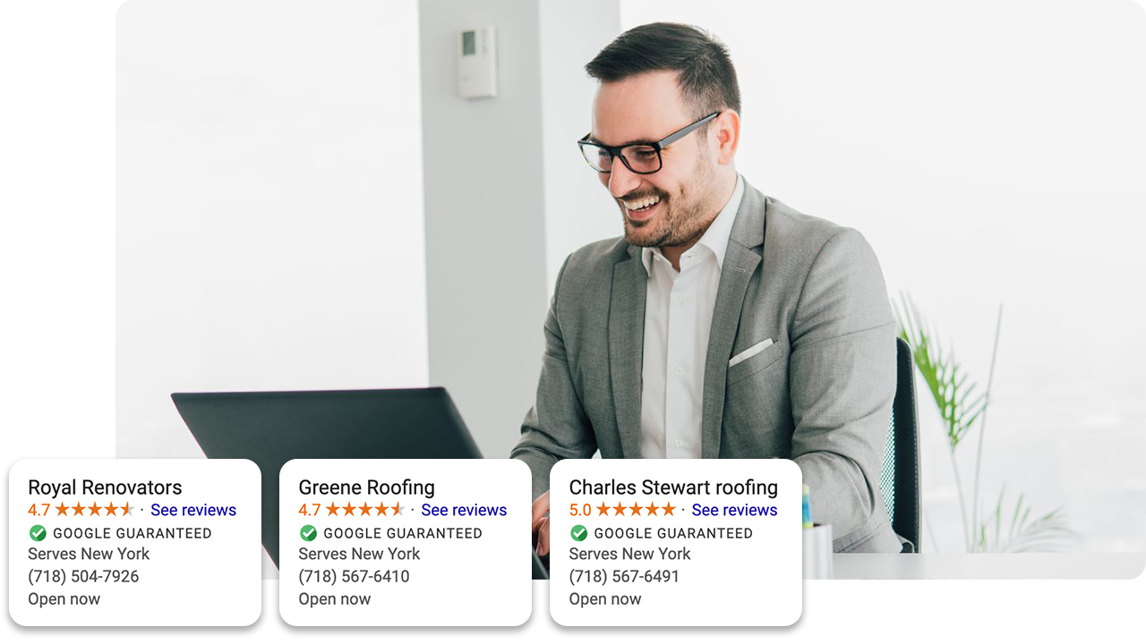04 - LOCAL SERVICE ADS man smiling because of the reviews