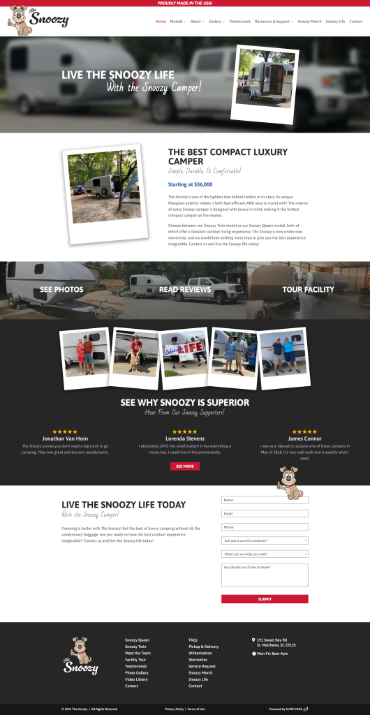 Snoozy Camper website